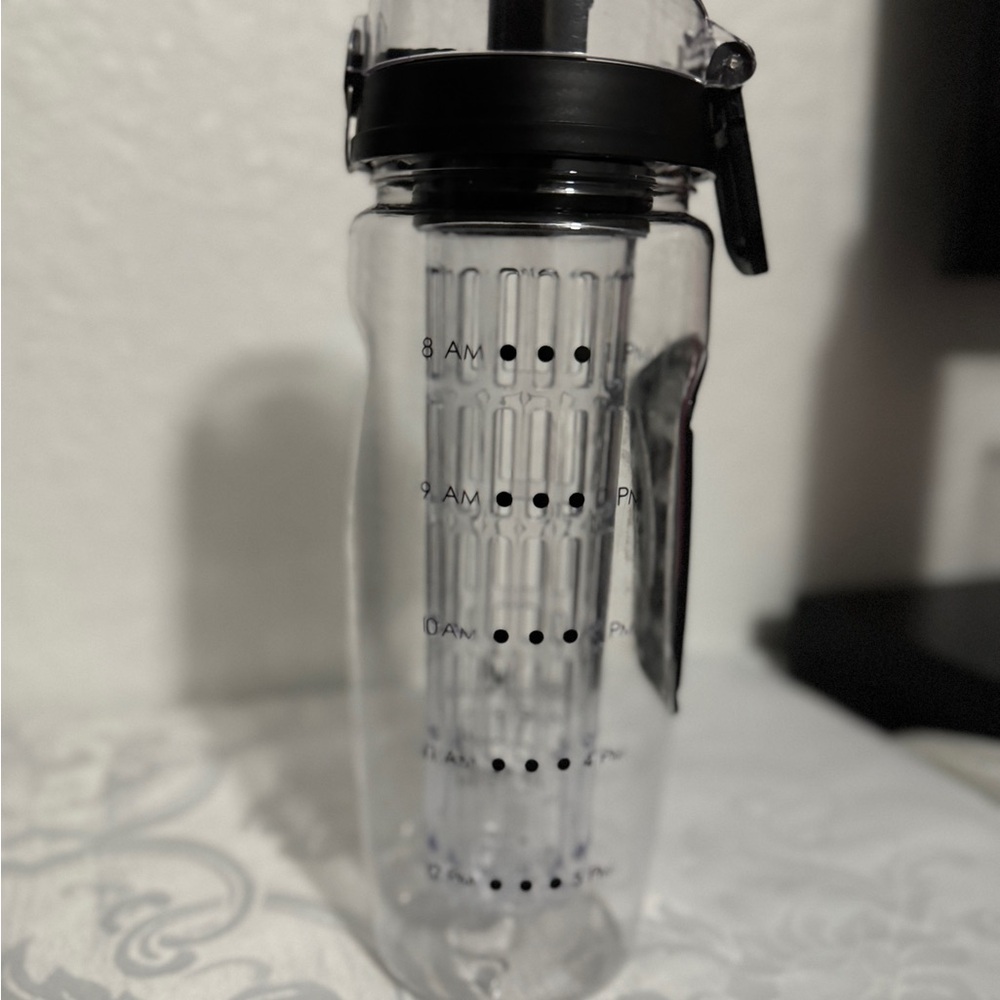 Clear Infuser Water Bottle with Black Lid